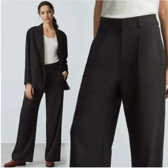 NWT Everlane The Way High Drape Pant in Black - Picture 1 of 15